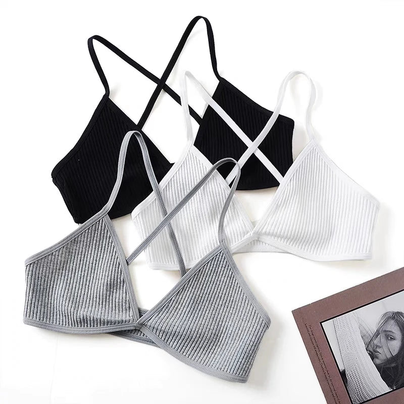 Sexy Seamless Bra Bras For Women Deep-V Triangle Thin Bralette Back Bra Underwear Top Female Solid Shoulder Strap Vest Lingerie