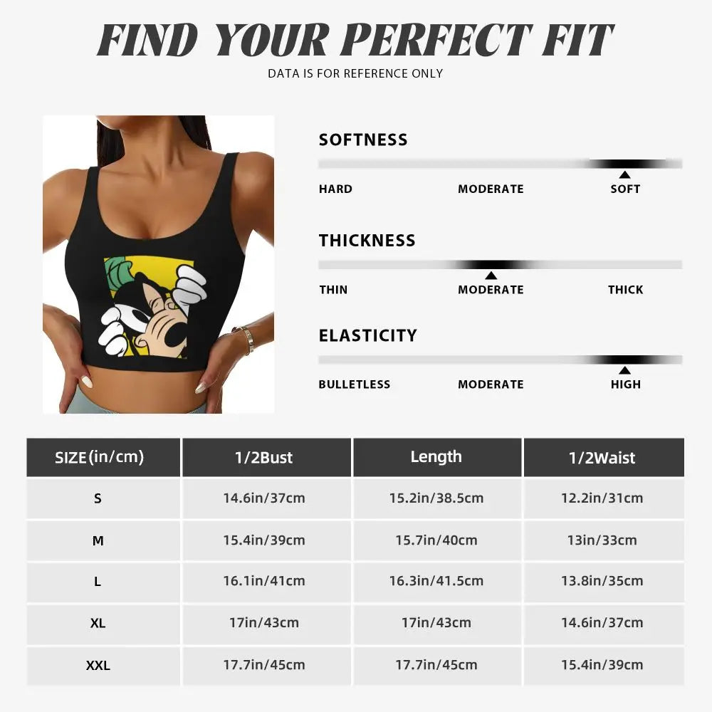 Custom Goofy Cartoons High Impact Sports Bras for Women Mangas Seamless Workout Running Crop Tank Tops