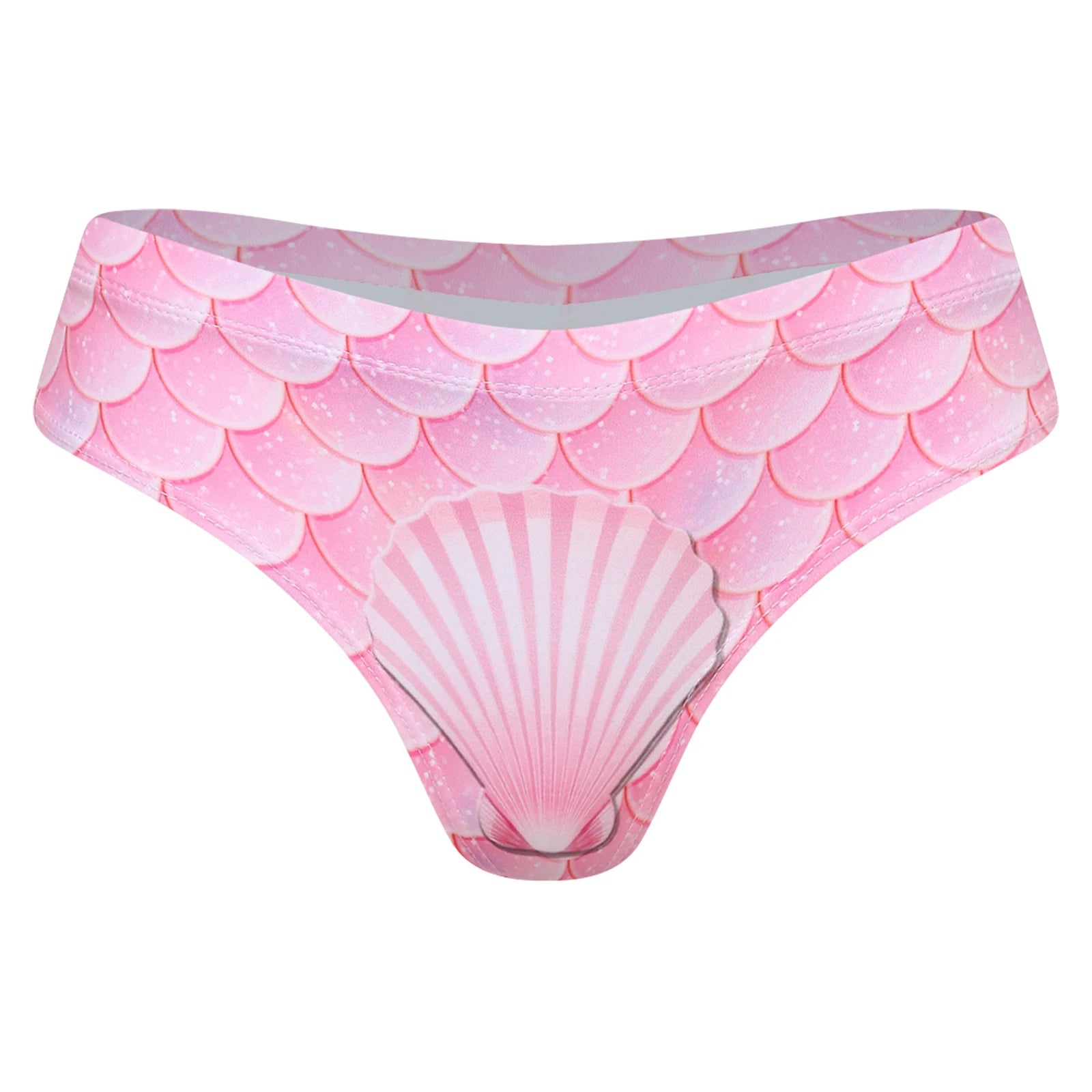 Swimwear Womens Mermaid-style Swim Bottoms Fishscale Low Rise Bikini Swimsuit Print Elastic Waistband T-back Briefs Underwear