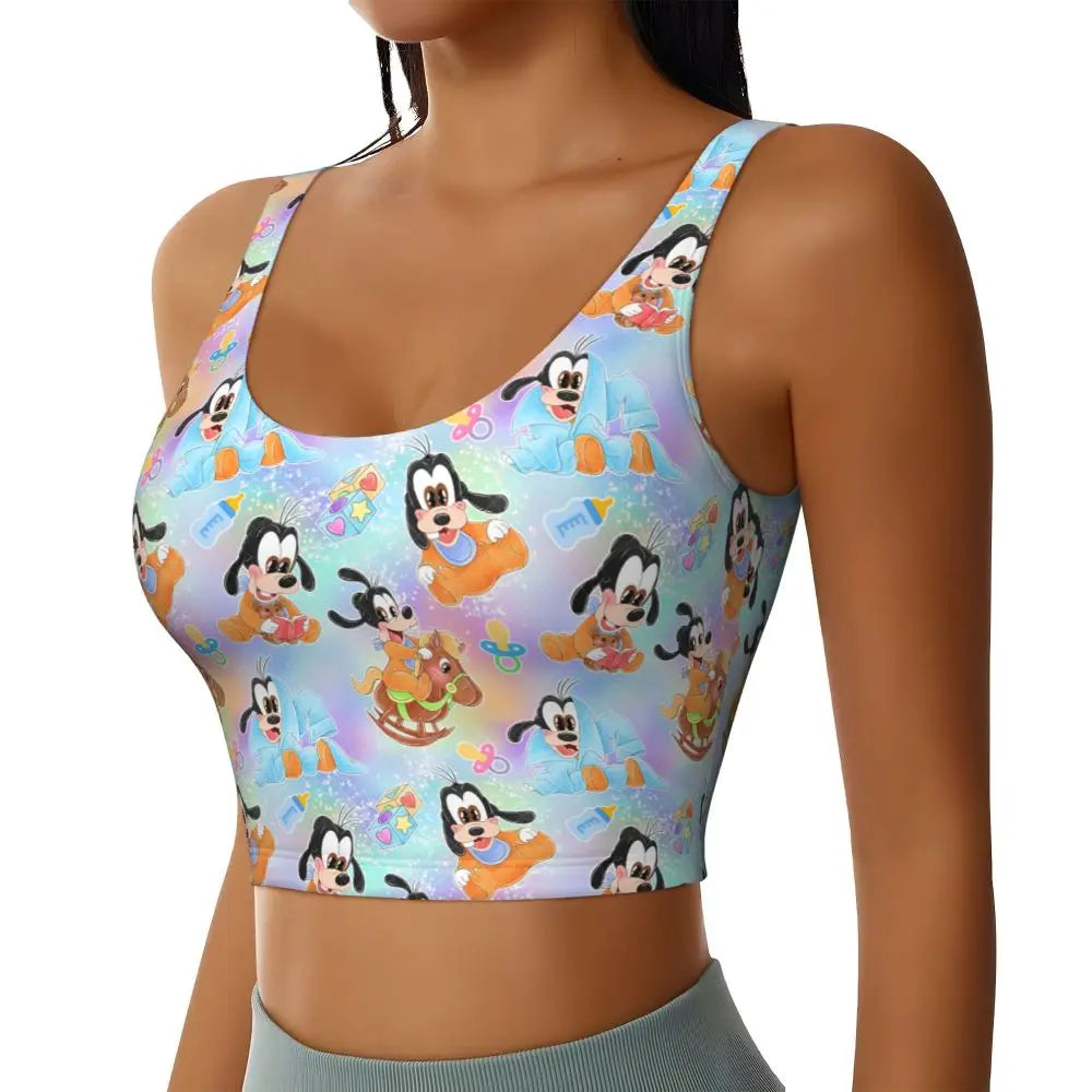 Custom Goofy Cartoons High Impact Sports Bras for Women Mangas Seamless Workout Running Crop Tank Tops