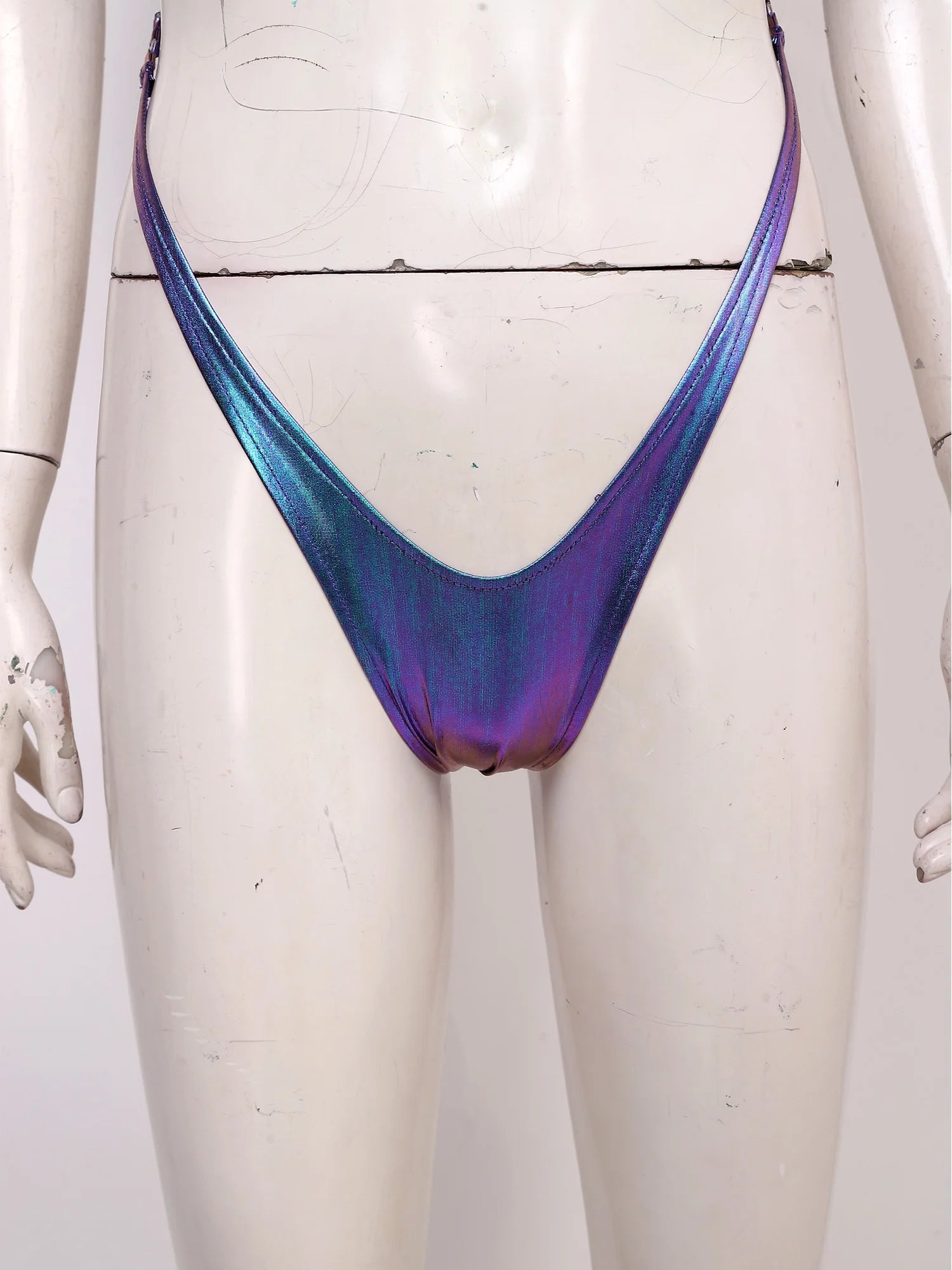 Women One-piece Swimsuit Metallic Shiny Backless Cutout Bodysuit Micro Bikini Swimwear Bathing Suit for Beach Pool Nightclub