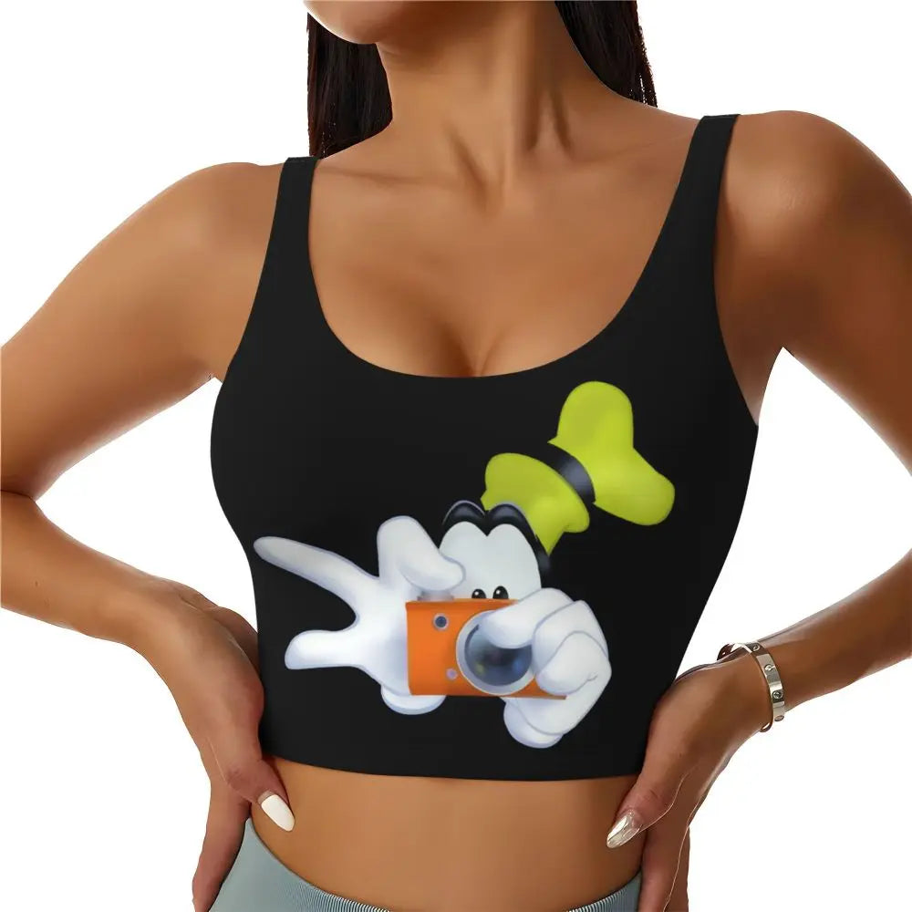 Custom Goofy Cartoons High Impact Sports Bras for Women Mangas Seamless Workout Running Crop Tank Tops