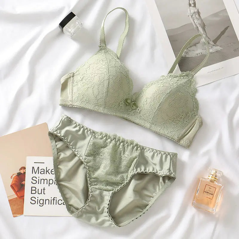 Lingerie Multi-color Lace Bra Set Women Wireless Floral 3/4 Cup Soft Bra and Panty Lingerie Set Fashion Sexy Underwear Lenceria