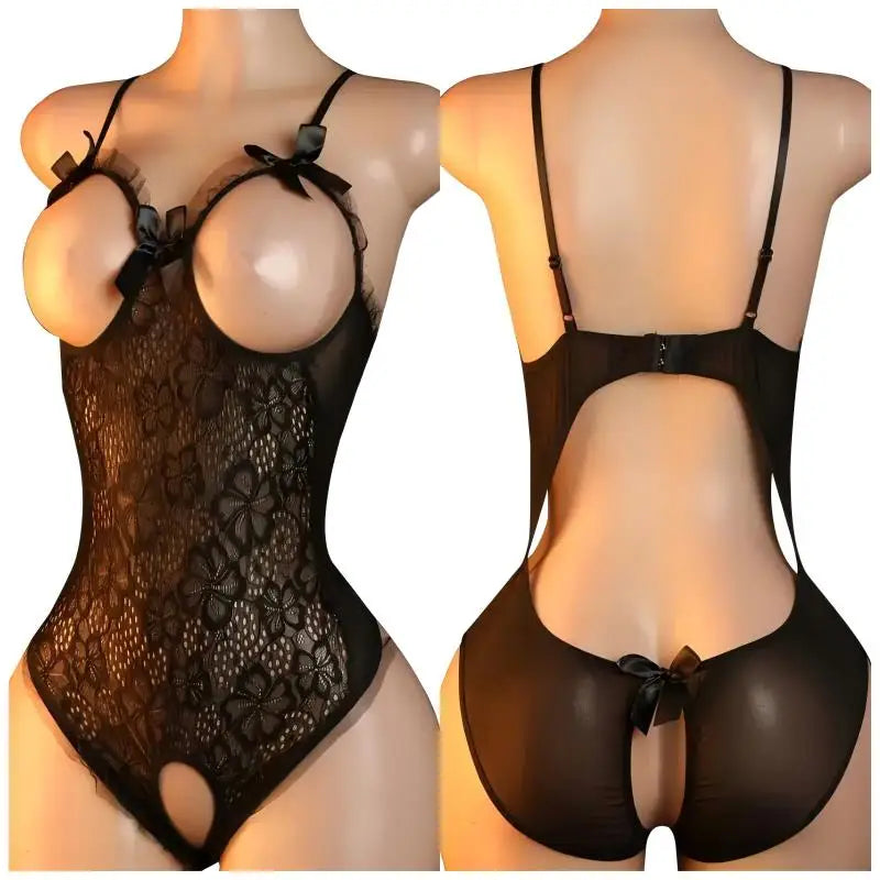 Hot Erotic Lingerie Set For Women Lace Nightgowns Dress Sexy Costumes Open Crotch Pajamas Sets See Through Transparent Bodysuits