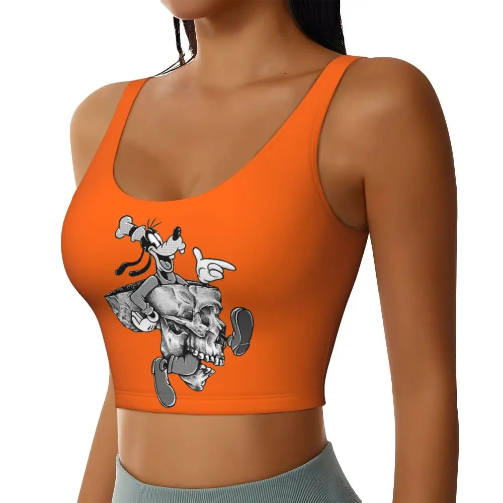Custom Goofy Cartoons High Impact Sports Bras for Women Mangas Seamless Workout Running Crop Tank Tops