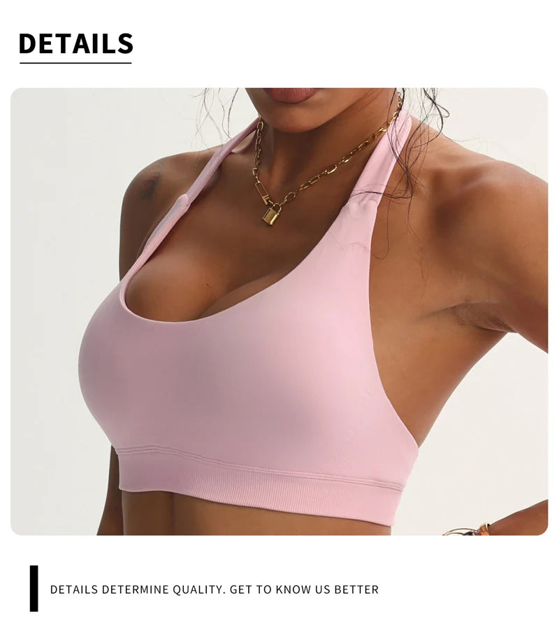 Seamless Halter Sports Bras Running Sexy Open Back Yoga Bra Padded Brassiere Sport Woman Fitness Gym Top Activewear