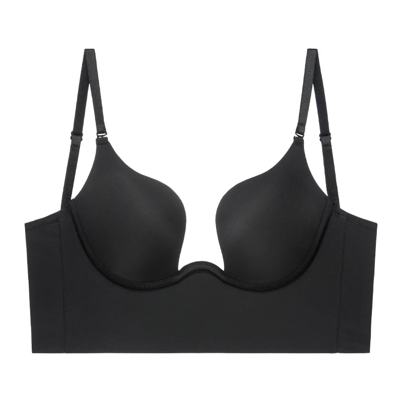 Push Up Bra Backless Women Bras Low Cut Sexy Plunge Brassiere Open Back Wedding Underwear Invisible Seamless Deep U Lingerie