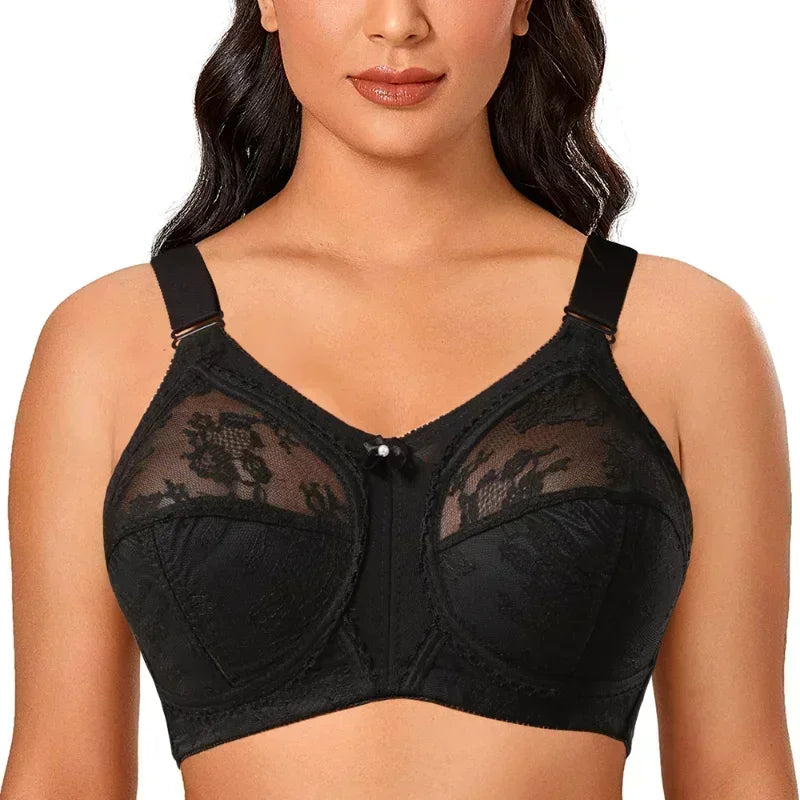 Women's Plus Size Bra Floral Lace Full Coverage Sexy No Steel Ring Bra Wrap Chest Sleeping Underwear Seamless Bras For Woman