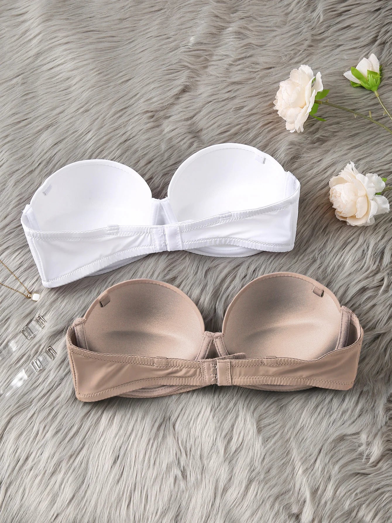 2-Piece Women's Bra Set: Comfortable, Seamless, Strapless Lift-Up Bandeau Perfect for Year-Round Everyday Wear