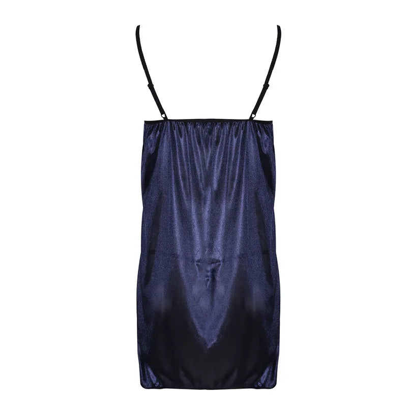 Women Sling Lace Sleepwear Female Sexy V Neck Nightdress Sexy Nightdress Lace-up Cutout Flower Silky Comfortable Sleepwear