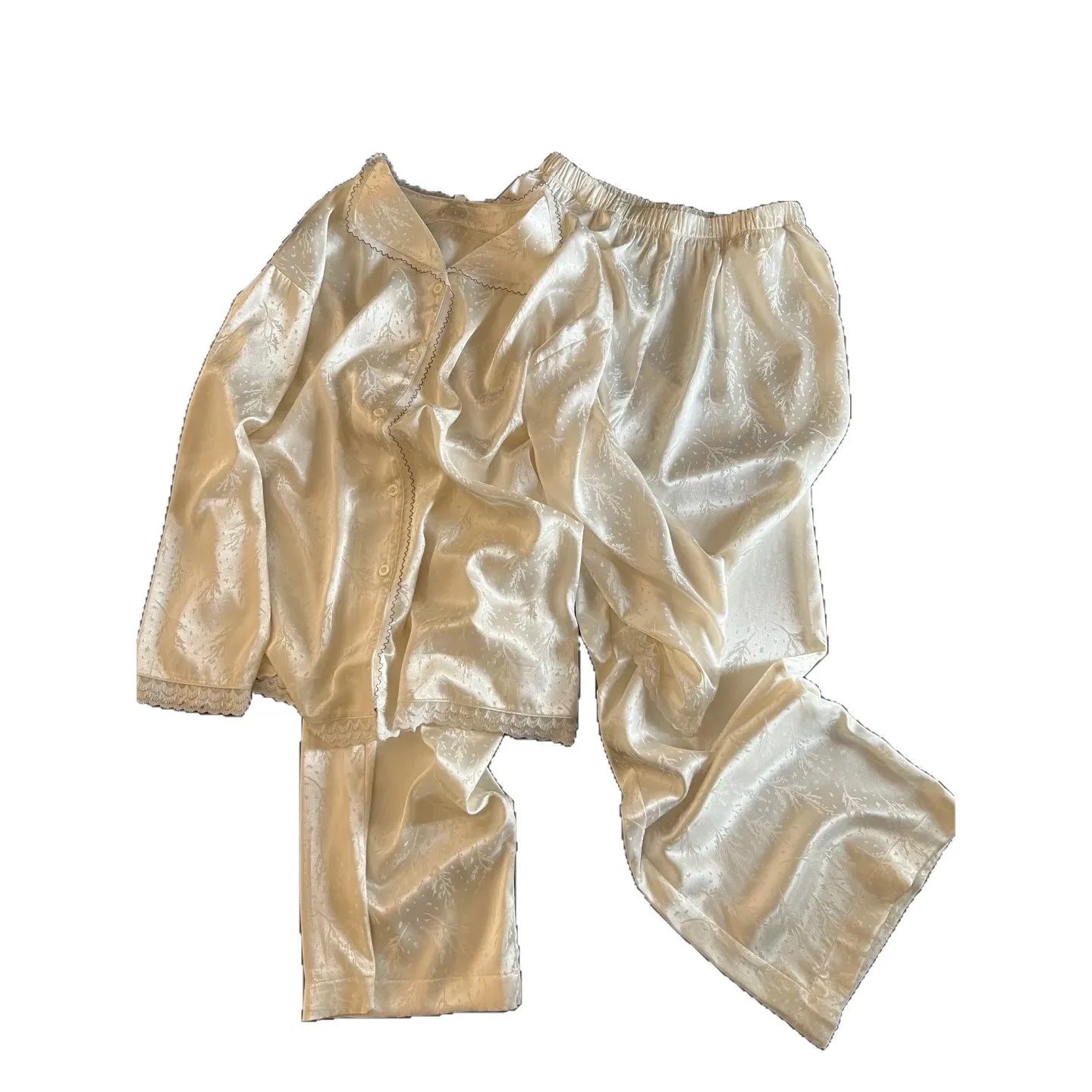 Pjs Setice Silk Pajamaswomen's Pajama Setladies' Spring/summer Pajamassummer Thin Style Cool Feelingfashionable Home Clothe