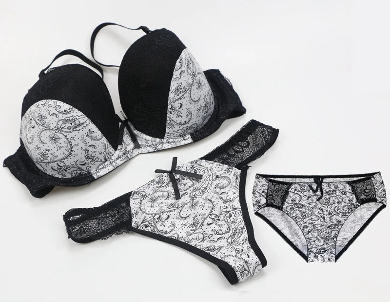 2024 New Sexy Push Up Bra Sets For Women 3 Piece Underwear BCDEF Cup Beige Black Blue Purple Red White Plus Size Lingerie