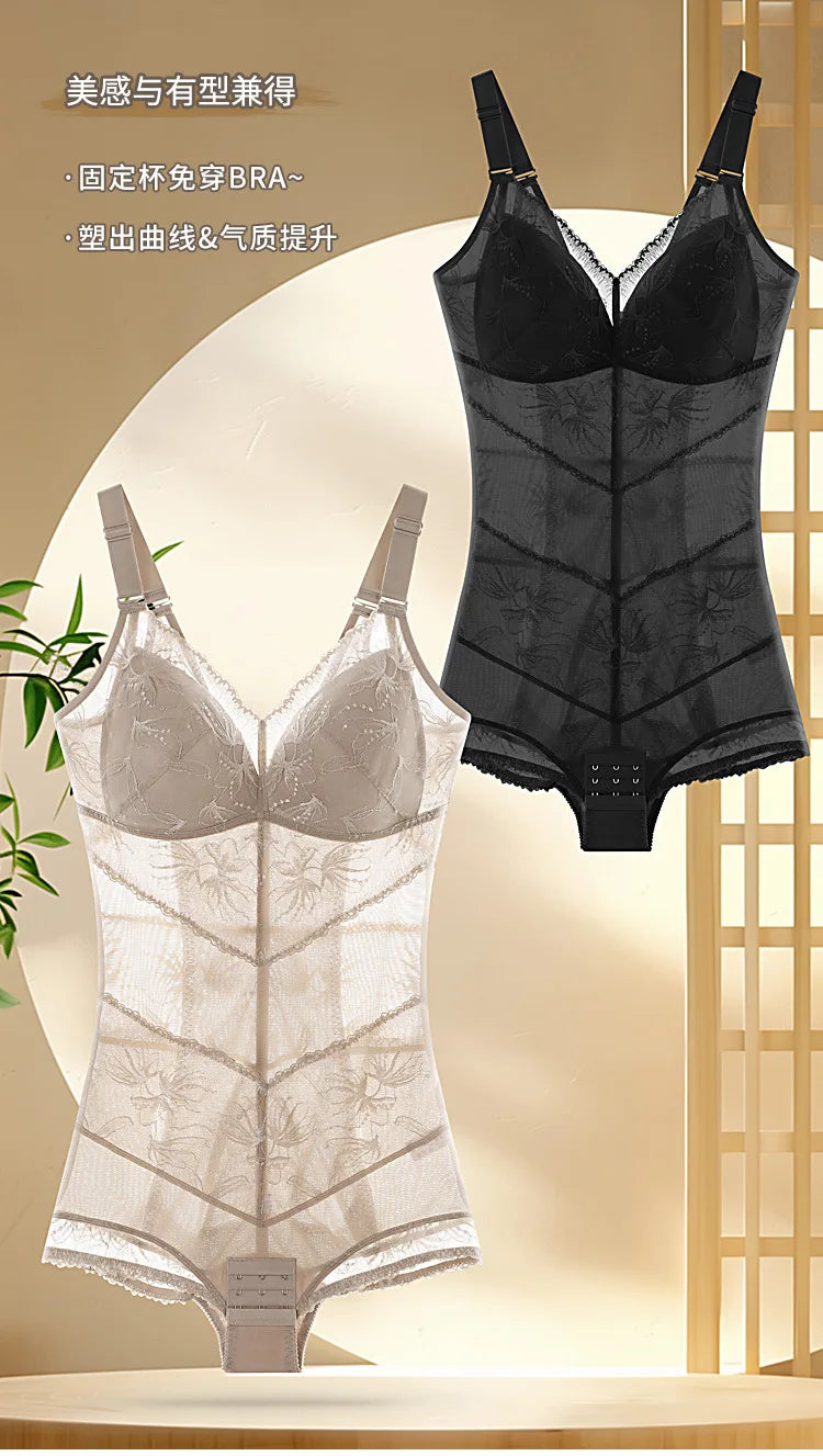 Shapewear One-Piece Fixed Cup Non-Slip Side Breast Slimming Shaping Bodysuit Womens Underwear Women Body Shaper