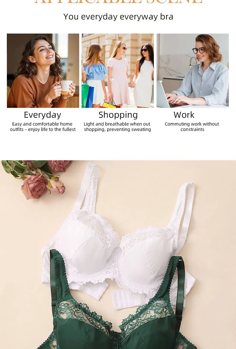 Bras For Womens Elegant Lace Bras for Women Plus Size BH Tops with Underwire Support Libgerie A-E Cup