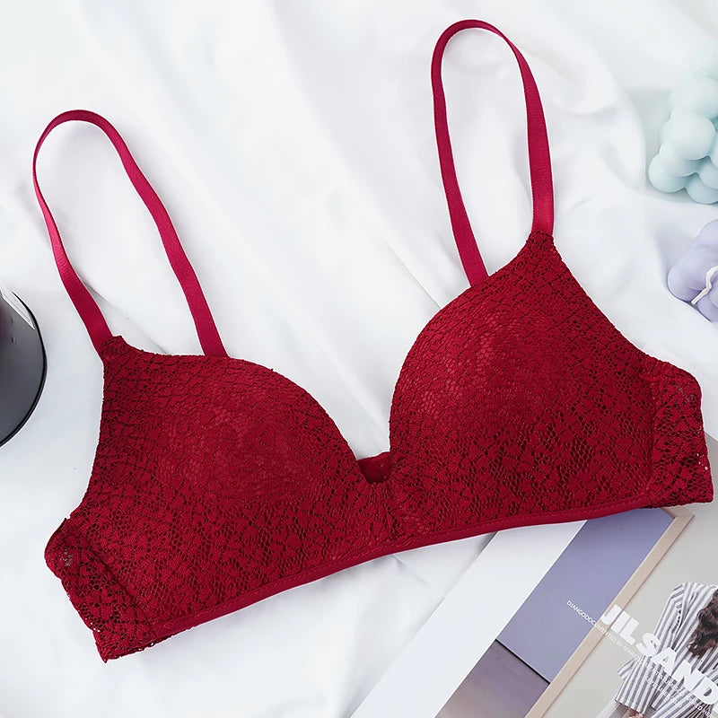 Sexy Lace Wireless Bras for Women Lingerie Push Up Bra Comfort Backless Sleep Tops Gathered Underwear French Bralette New