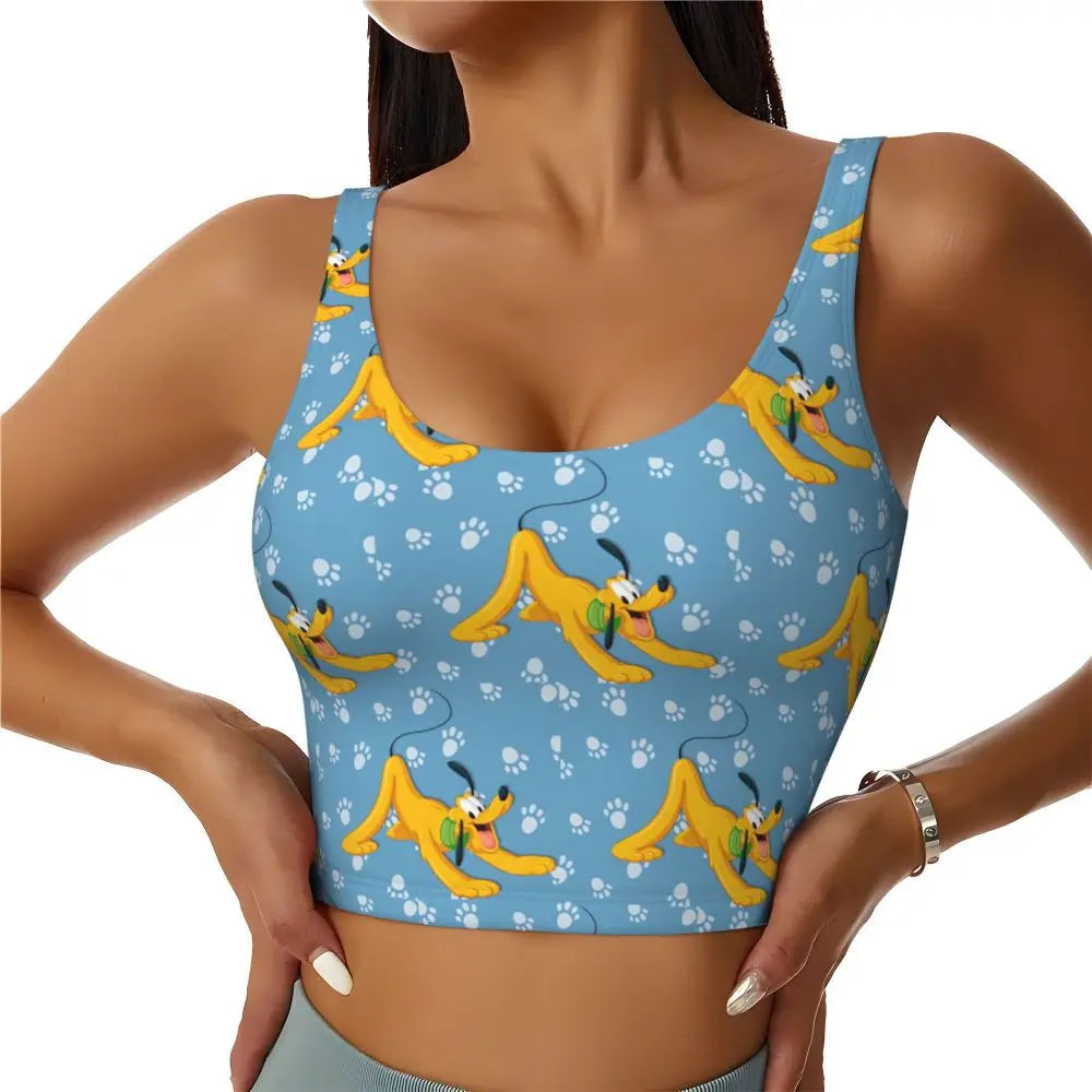Custom Pluto Anime Manga High Impact Sports Bras for Women Classic Seamless Workout Yoga Crop Tank Tops