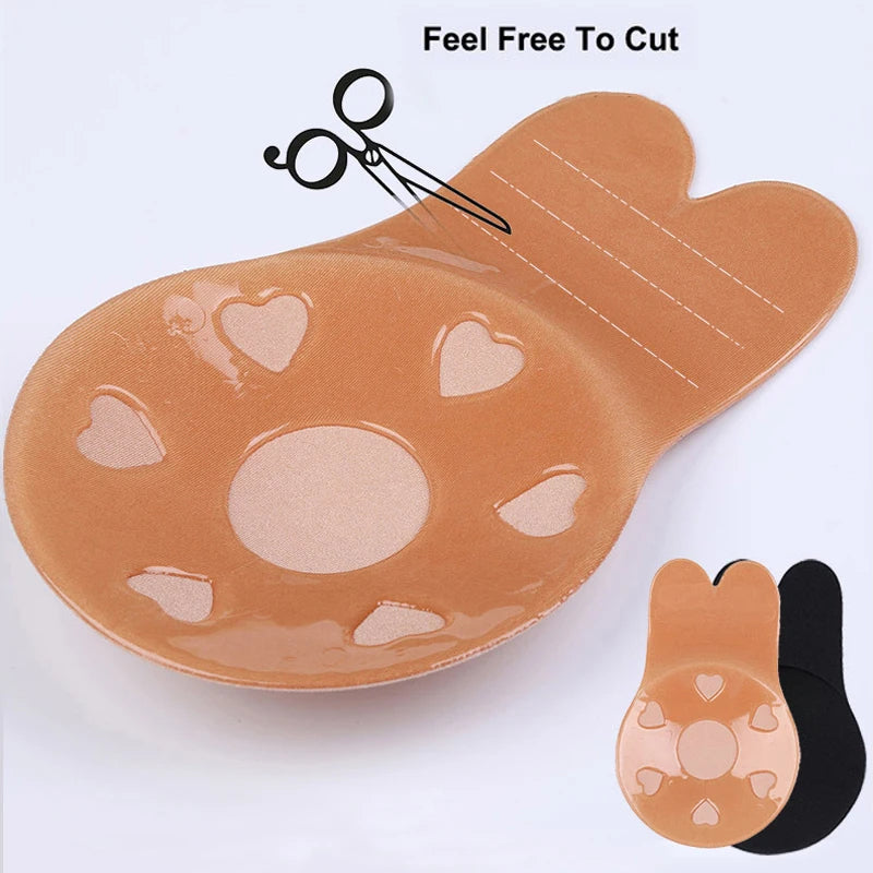 Sexy Push Up Bras Reusable Sticky Breast Lift Up Nipple Cover Rabbit Bra Pad For Women Adhesive Silicone Strapless Invisible Bra