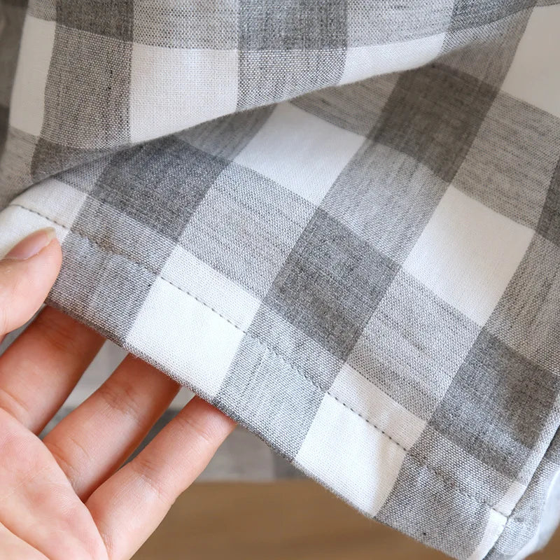 2026 Japanese Style Men's Cotton Pajama Sets Plaid Long Sleeve Trousers Sleepwear Sets Men Double-layer Cotton Homewear Lounge