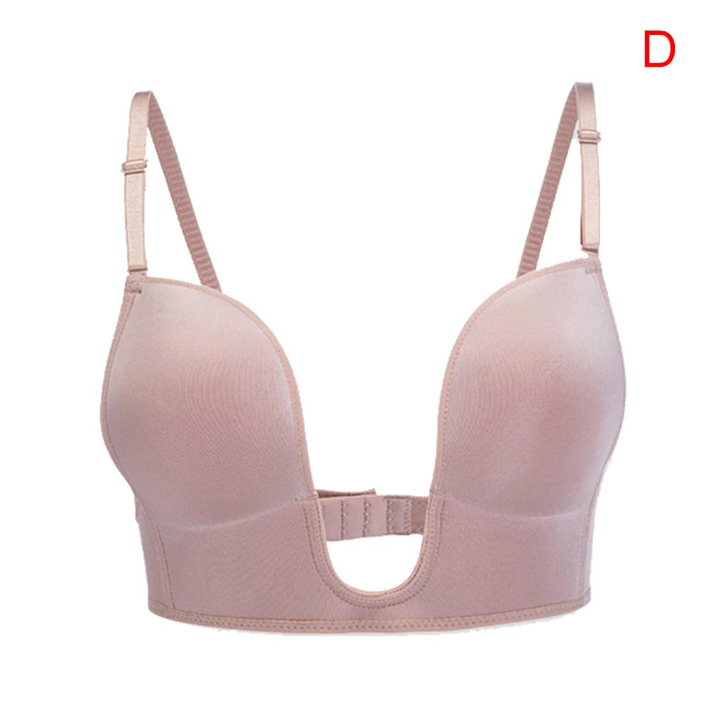 Deep U-Shaped Plunge Bra Lift Up Low Back Wirefree Bra Women Underwear Women's U-Shaped Sexy Lingerie For Backless Dress