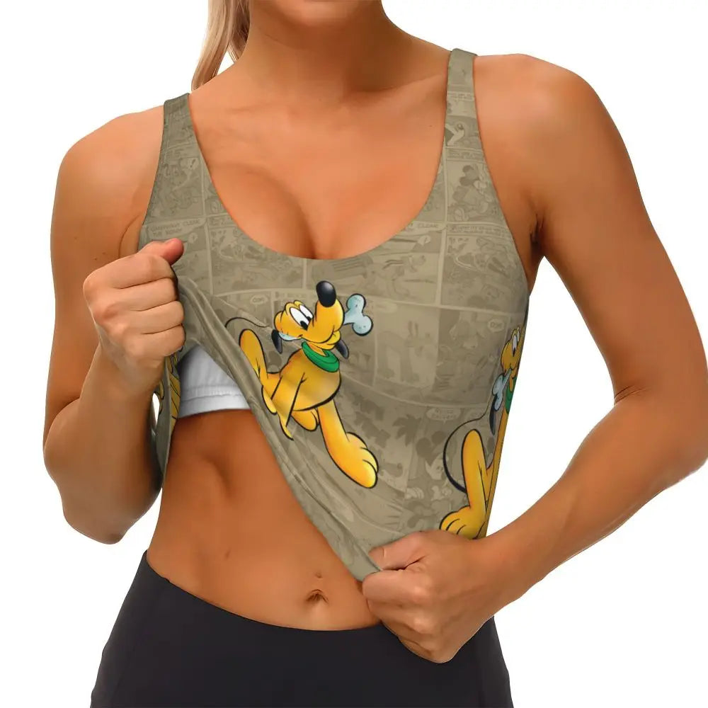 Custom Pluto Anime Manga High Impact Sports Bras for Women Classic Seamless Workout Yoga Crop Tank Tops