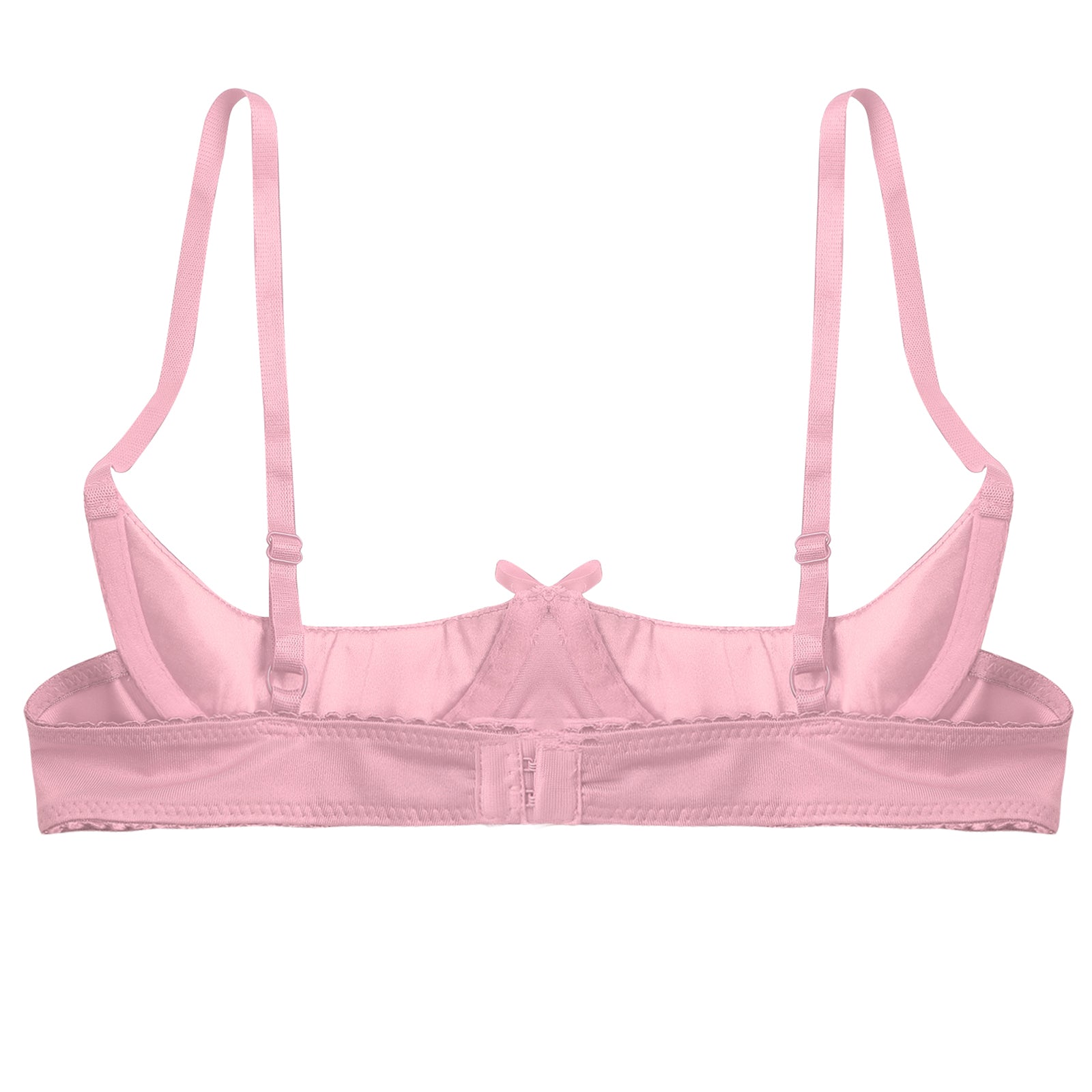 Womens Sexy Satin Intimates Lingerie Bras Female Adjustable Straps Underwire Half Cup Bow Push Up Balconette Brassiere Underwear