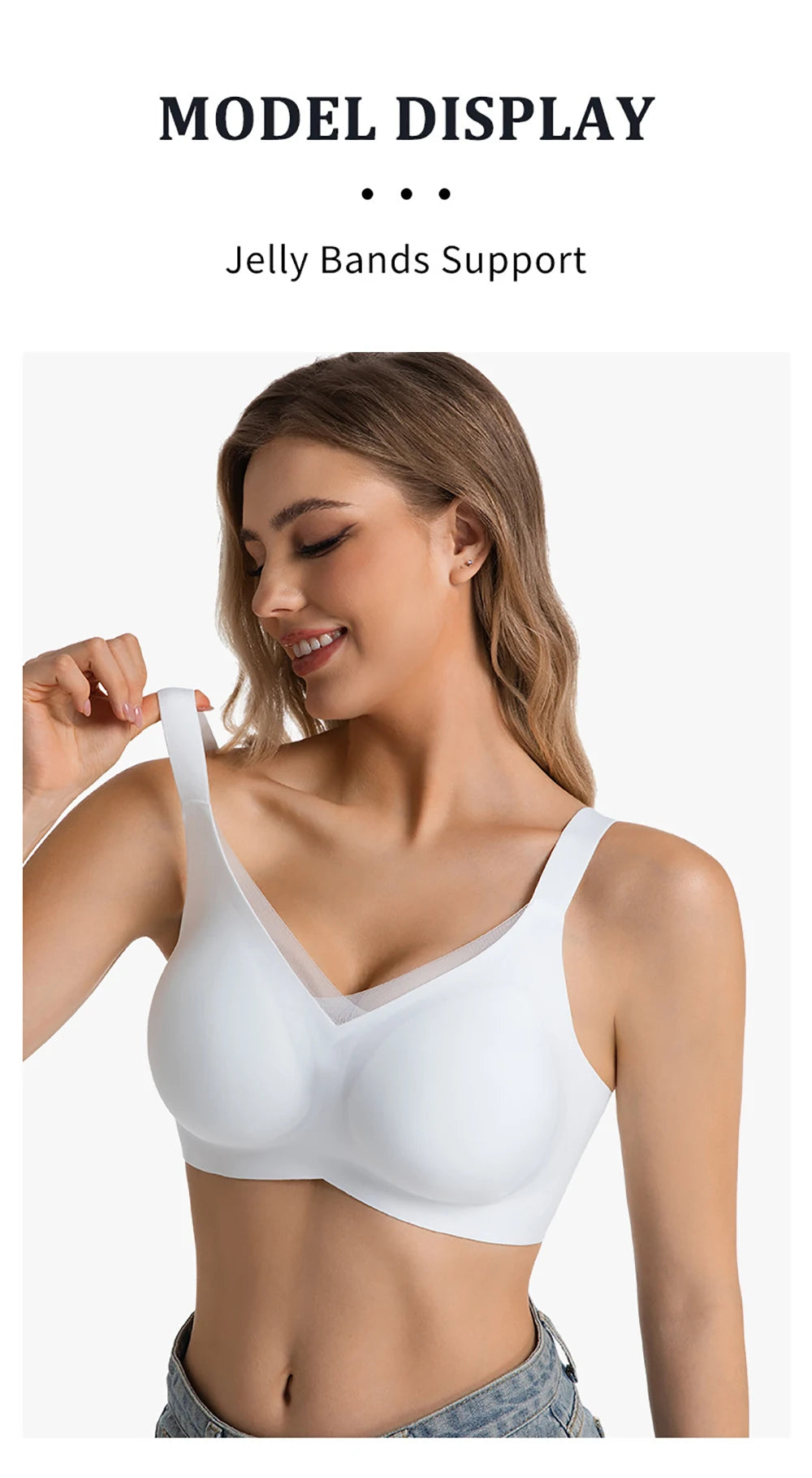 Jelly Wireless Bras For Women No Underwire Supportive Seamless Bra Comfort Soft Bralette Full Coverage Hide Back Fat T-Shirt Bra
