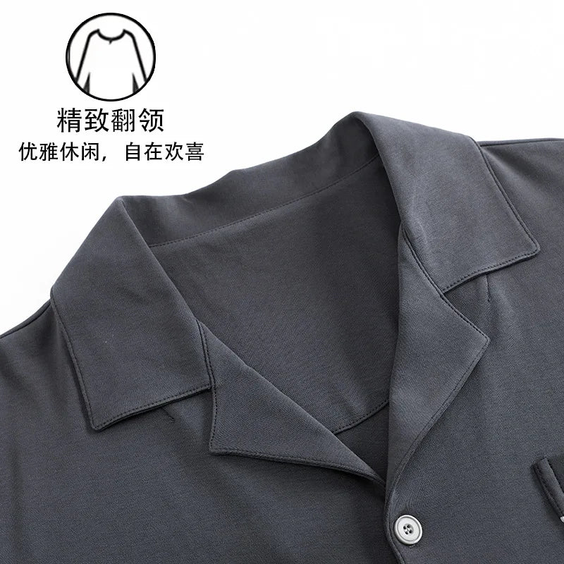 Men's Pajama Sets Long Sleeve Cotton Top Pant Sleepwear Soft Spring Autumn Plus Size Loungewear Male Homewear Leisure Outwear