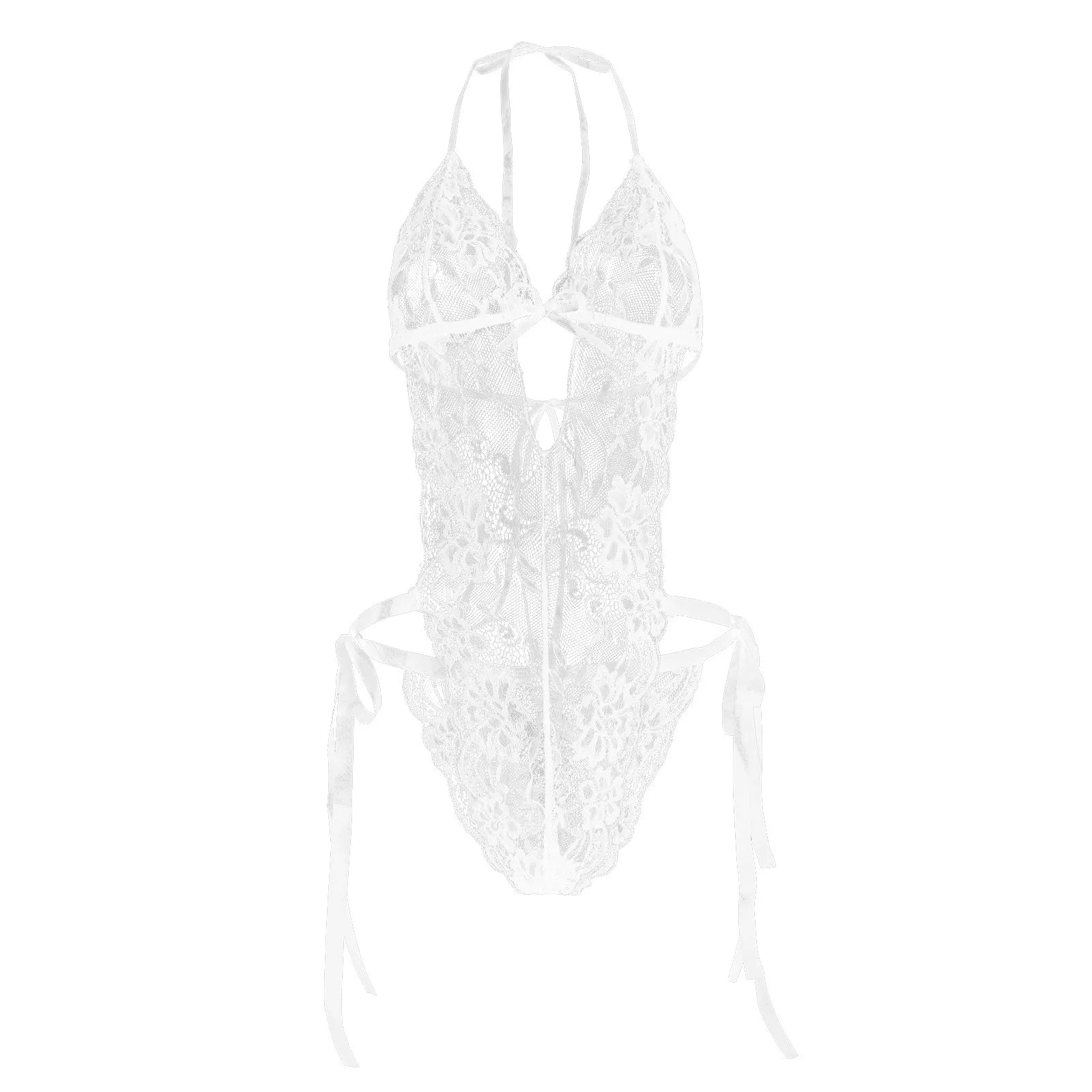 Sexy Bodysuits Women Lace Lingerie For Sexy Backless Solid Color One-Piece Bodysuit Strappy Halter Erotic Costume Teddies
