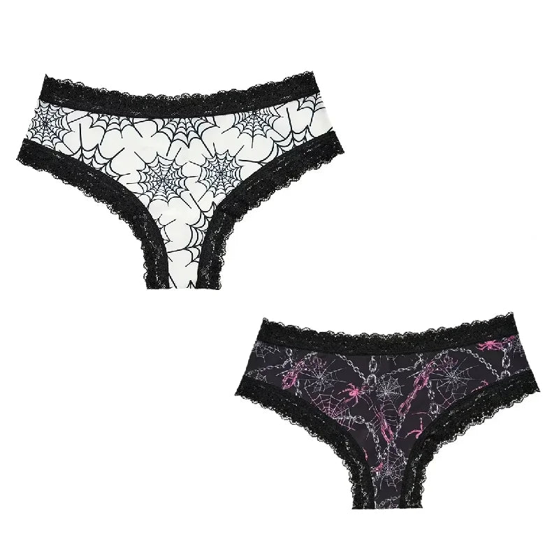 2Pc Set Lingerie Woman Sexy Underwear Lace Female Underwear Ghost Bat Butterfly Gothic Style Breathable Panties For Women