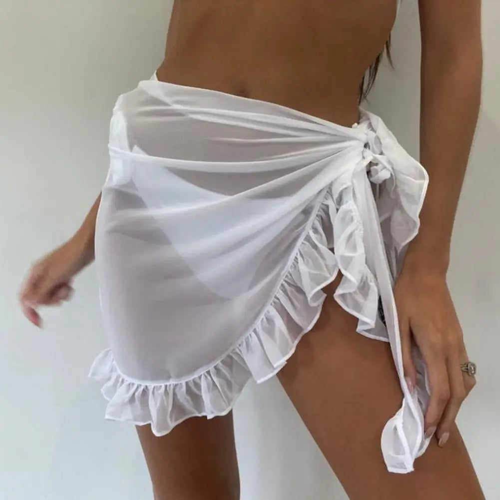 Bikini Cover-Ups Wrap Pareo Scarf for Women Chiffon Swimwear Cover Up Wraps Beach Sexy Skirts See-Through Scarf Cover Up Dress 1