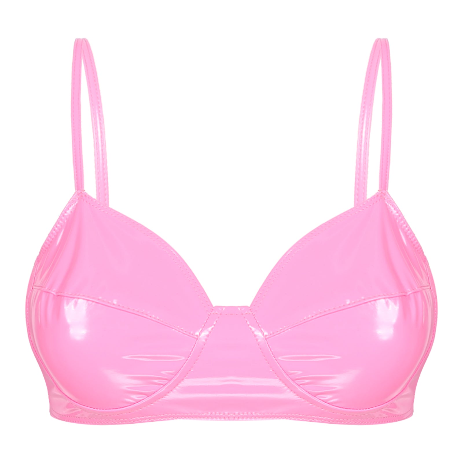 Women Bras Tops Wet Look Faux Leather Bra Top Sexy Lingerie Wire Free No Pad Bralette Underwear Femme Womans Intimates