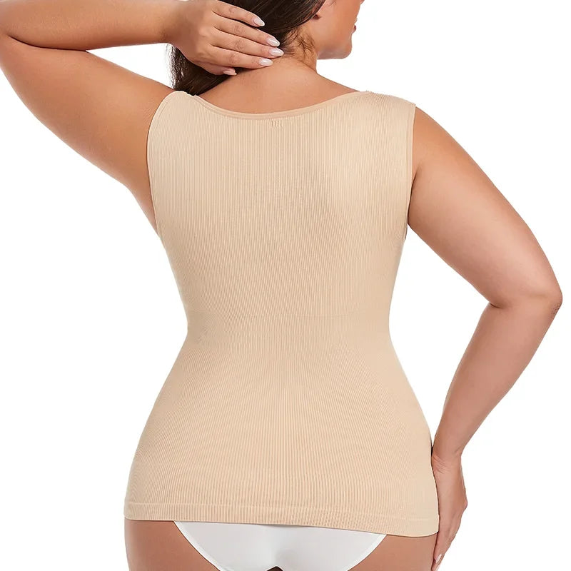 Shapewear Women Shirts S-3XL Sleeveless Body Shaper V Neck Compression Tank Tops Tummy Control Underwear Wide Strap Fajas