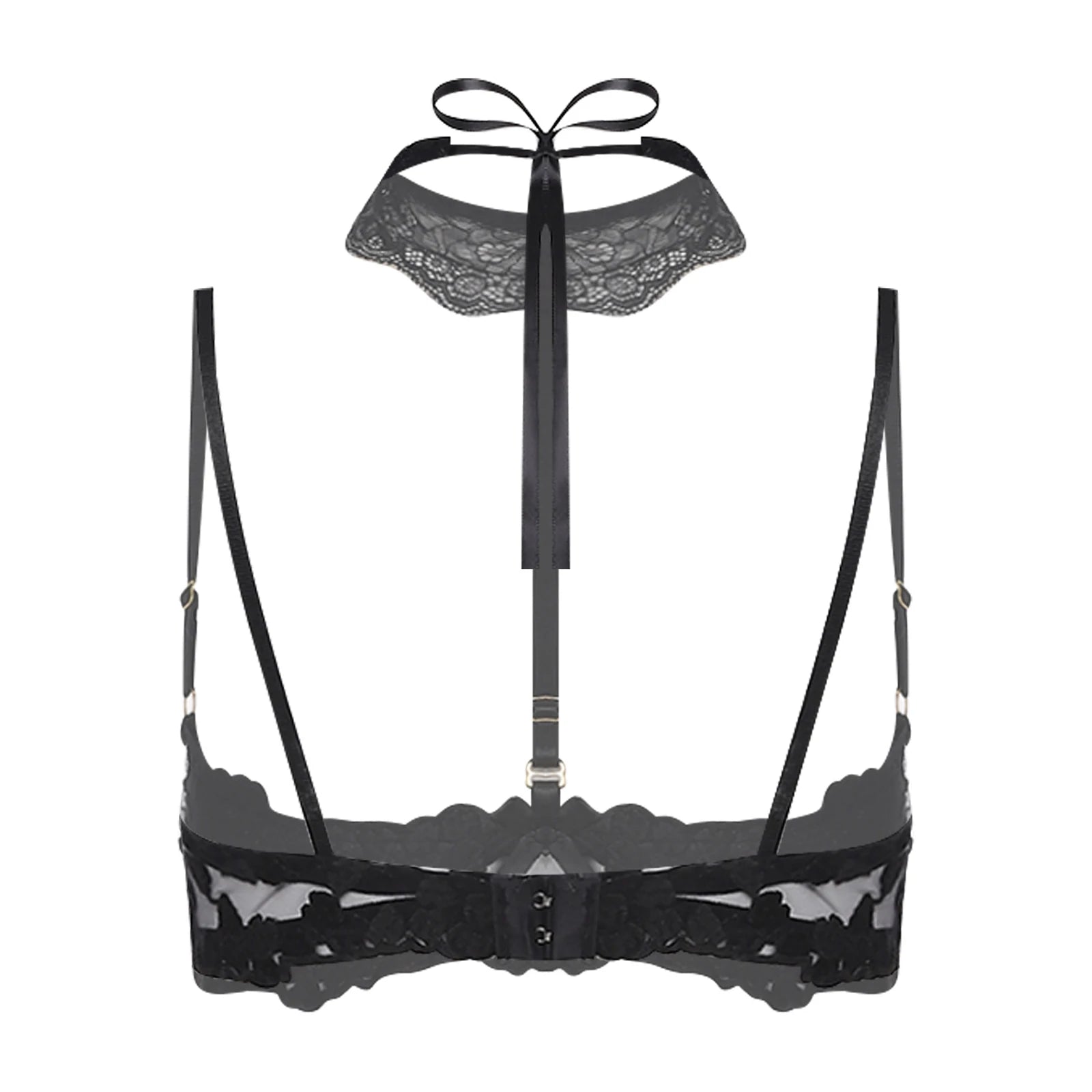 Womens Sexy 1/4 Cup Bras Open Nipple Cups Lingerie Bra Top Padded Cup Push-up Underwire Bra Exposed Nipples Chest Balconette