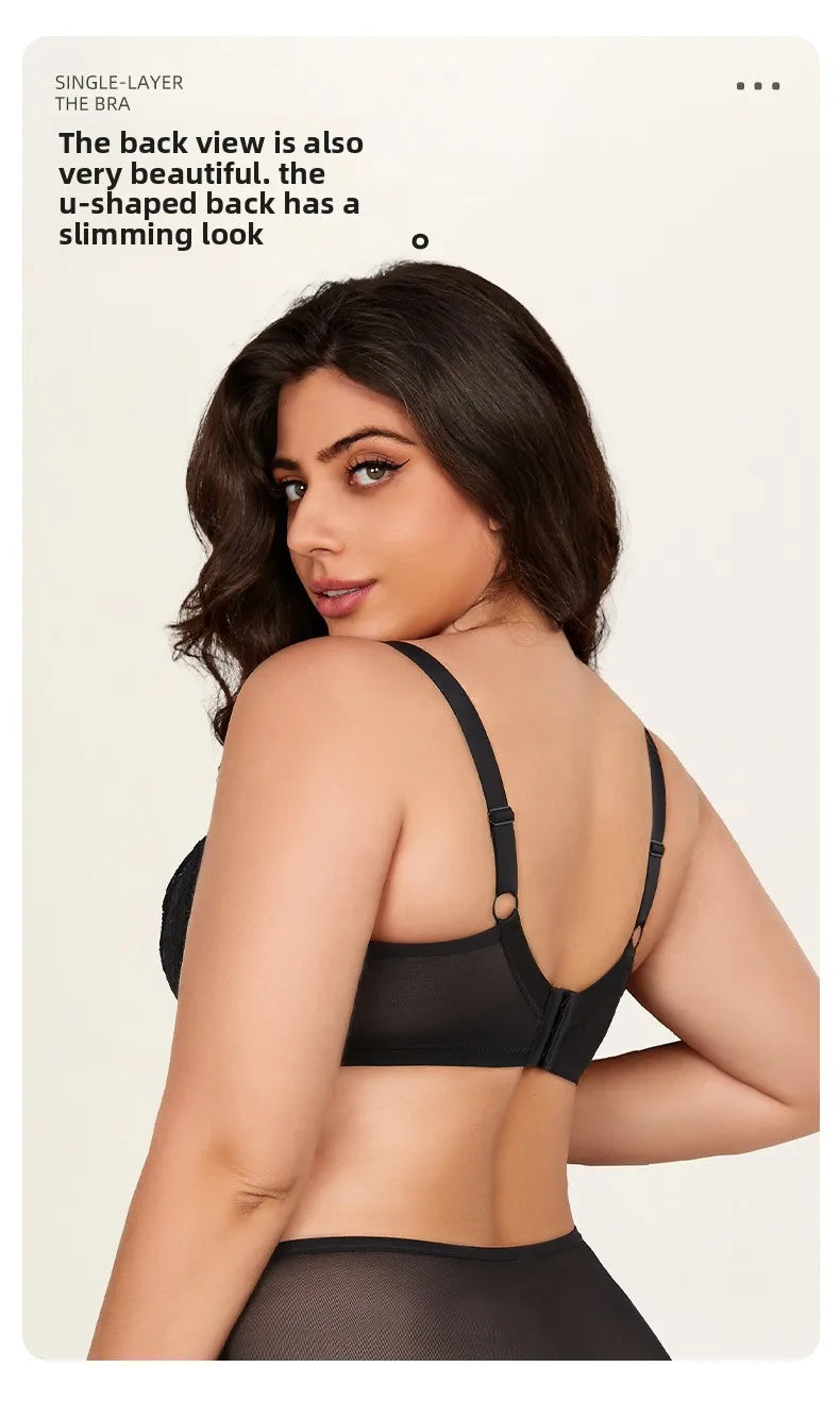 Plus Size Full Coverage Bras for Large Bust , Minimizer Lift Support , Lace Breathable Thin, D-K Cup , For Curvy Women