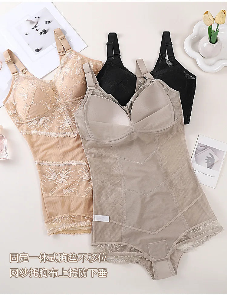 Shapewear One-Piece Fixed Cup Non-Slip Side Breast Slimming Shaping Bodysuit Womens Underwear Women Body Shaper