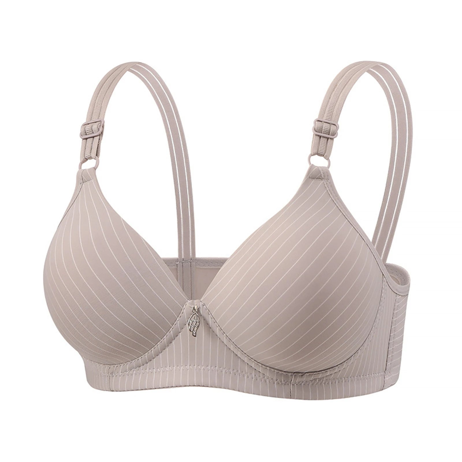 Wireless Underwear Women Bra Stylish Adjustable Straps Striped Bra Decorative Pendant Smooth Molded Cup Vest Style Lingerie