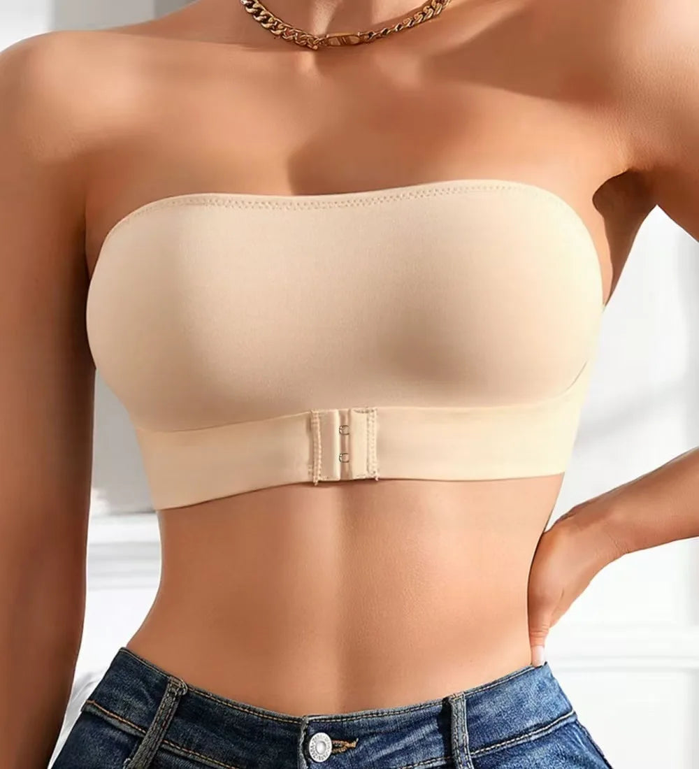Women's Strapless Wireless Bra, Removable Padded strapless bra, Bandeau for Off Shoulder Dresses, Ideal for Daily Wear, Parties,