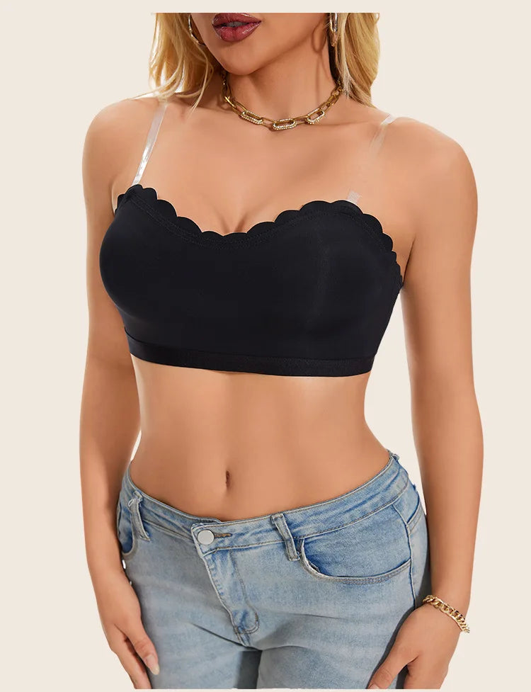 Lingerie Wireless Gather Bra Women Invisible Bra Front Buckle Push up Seamless Bra Sexy Strapless Underwear Waves Grain Bras