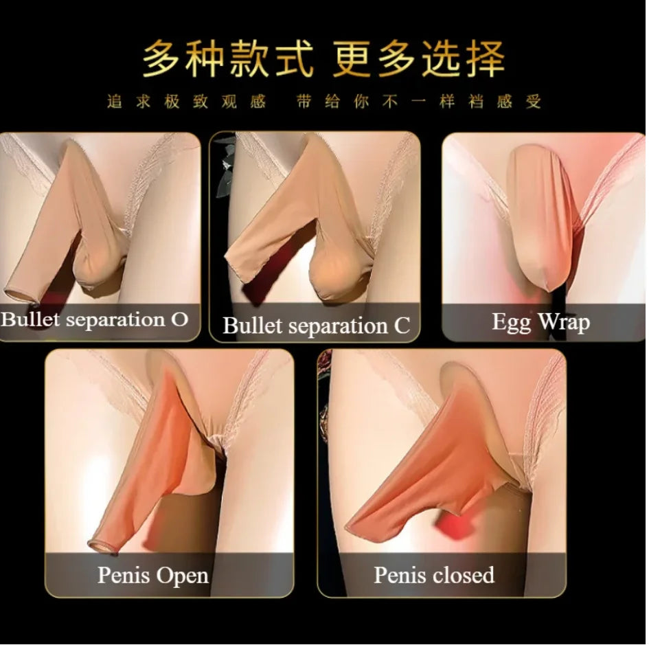 Unisex Sexy Oily Glossy See Through Briefs Couple Lingerie Panties Men Gay Sissy Silky Smooth Shiny Underwear with Sheath Pouch