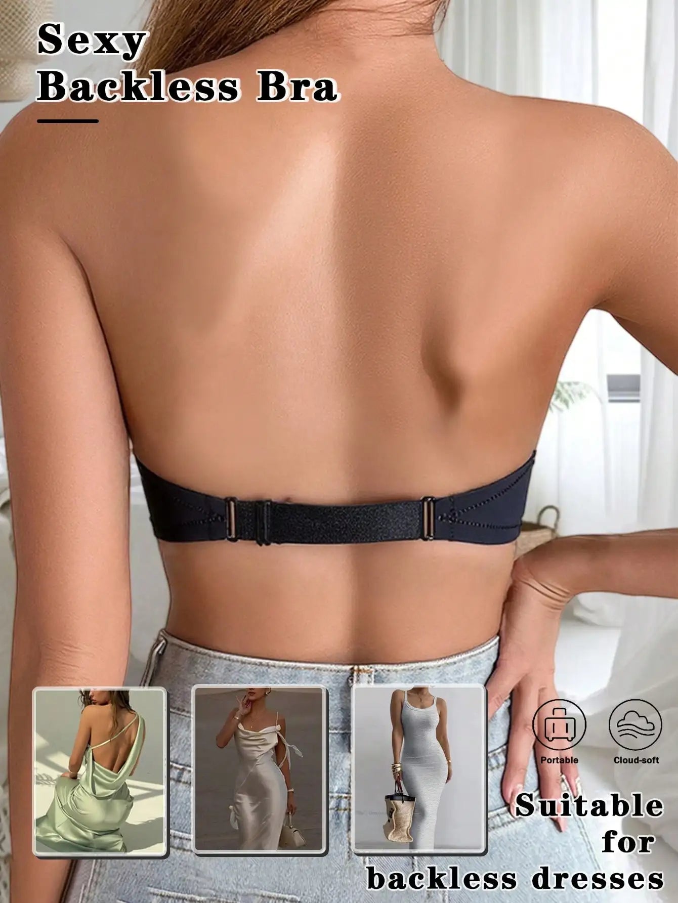 Strapless Bra Front Closure Push Up Bras For Women Heart Pattern Cup Backless Invisible Strapless Underwear Sexy Lingerie