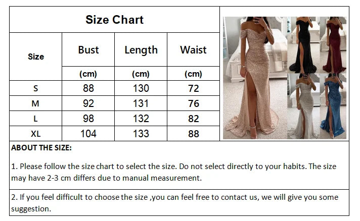 Sequin Long Dresses Women Sexy Off Shoulder Evening Dress Ladies Elegant Fashion Slash Neck Prom Female High Split Gown Vestidos