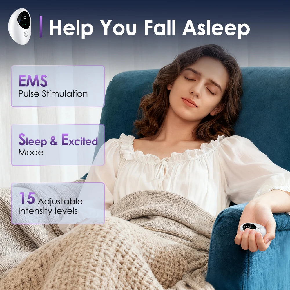 Microcurrent Sleep Aid Device EMS Sleep Aid Machine Sleep Instrument for Insomnia Stress Anxiety Relief Palm Pulse Massager
