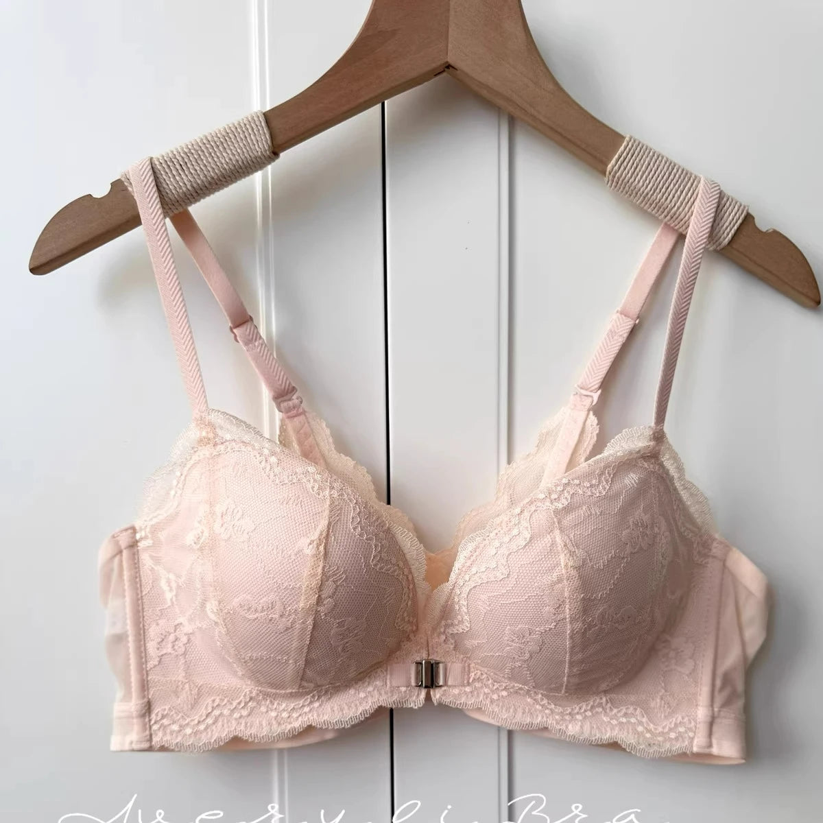 Women's Front Closure Bras Small Boobs Push Up Sexy French Lace Backless Anti Droop Side Smoothing Bandeau T-Shirt Bra