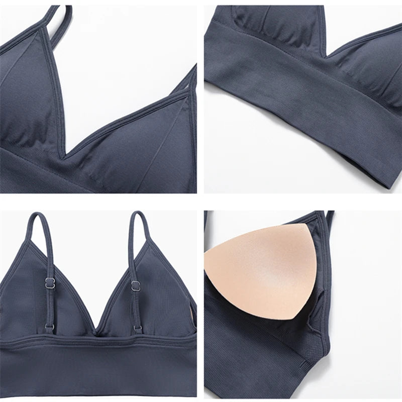 HBC Seamless Sports Bras for Women Fitness Yoga Bras With Removable Pads Adjustable Straps Gym Vest Top Bra Running Crop Top
