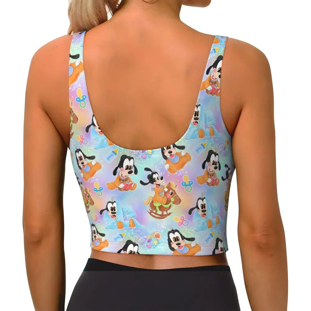 Custom Goofy Cartoons High Impact Sports Bras for Women Mangas Seamless Workout Running Crop Tank Tops