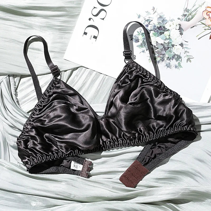 Double-layer Silk Bra Without Underwire, Big Breast, Lightweight Full Coverage Non Padded Brassiere Minimizer Underwear Women