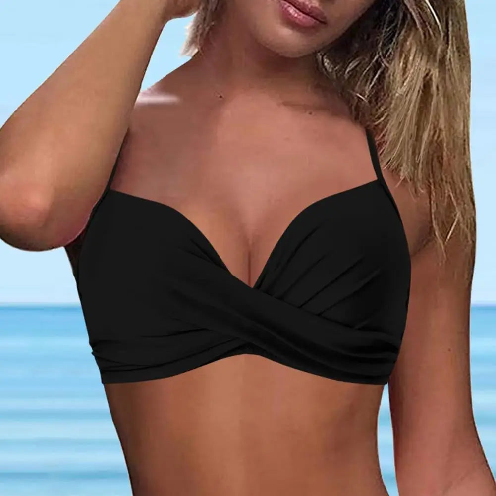 Women Bra Swimming Top Stylish Backless Butterfly Hook Bikini Tops with V-neck Front Knot Design Sexy Swimwear Bra for Women