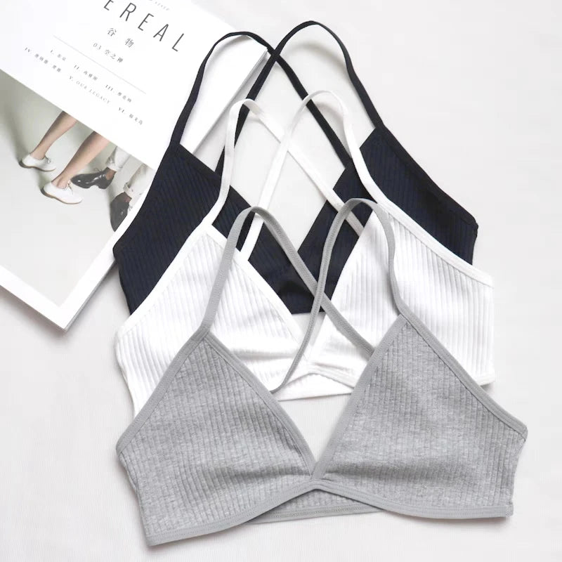 Sexy Seamless Bra Bras For Women Deep-V Triangle Thin Bralette Back Bra Underwear Top Female Solid Shoulder Strap Vest Lingerie