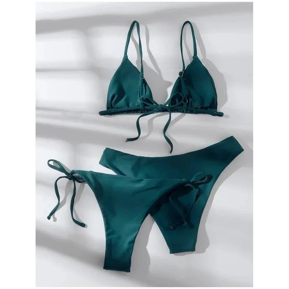 3 Pack Two Bottoms Push Up Bikini Sets Swimsuit For Women Sexy Low And Mid Waist Three Pieces Swimwear Bathing Suit