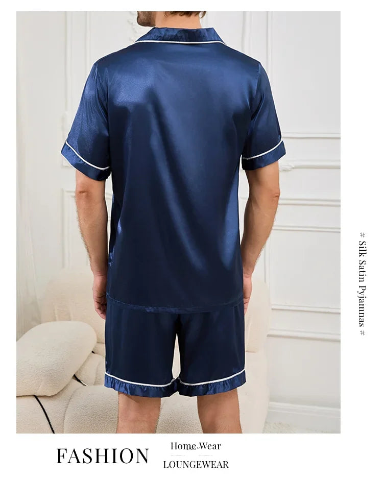 Summer Men's Pajama Sets Short-Sleeve Top with Shorts 2 Piece Set Pajama Pj Sets Comfortable Fit Sleepwear Loungewear Soft Pjs